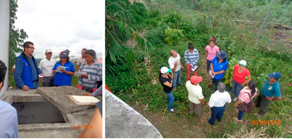 F3. Visita técnica al tanque reservorio / F4. Reunión con moradores para conocer sus inquietudes frente al sistema de agua potable